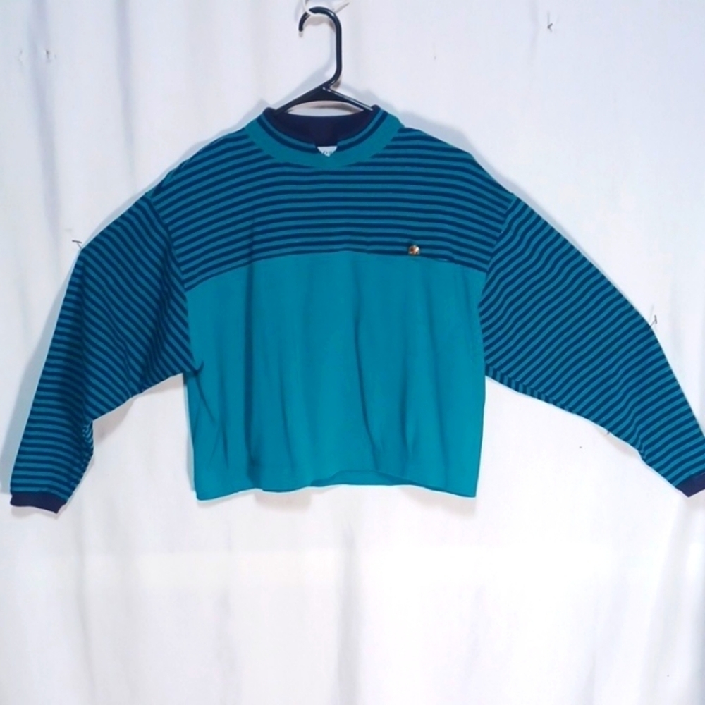 MELBOURNE CLASSIC STYLE SIZE S IN A BEAUTIFUL NAVY &TEAL COLOR STRIPES 😍 💙 ❤️